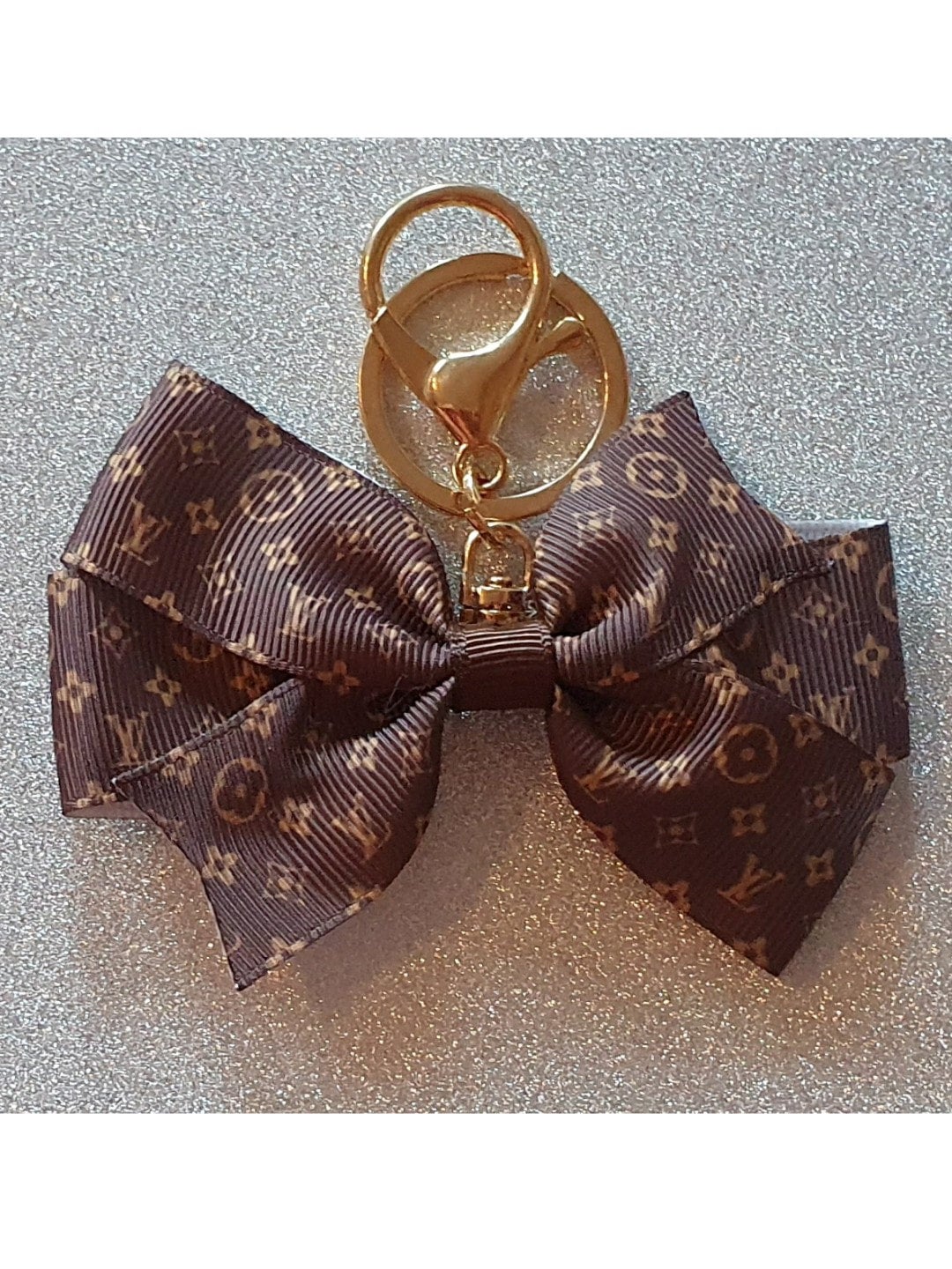 Leather LV Hair Bow in Brown